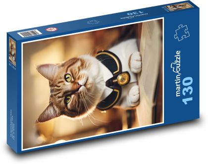 Wykształcony kot z książką - Puzzle 130 elementów, rozmiar 28,7x20 cm