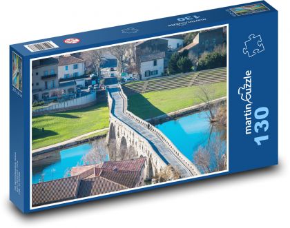 Most - mesto, rieka - Puzzle 130 dielikov, rozmer 28,7x20 cm 