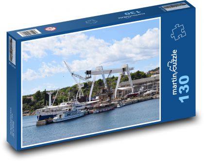Cargo ships in port - Puzzle 130 pieces, size 28.7x20 cm 