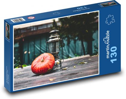 Tekvica - plynová lampa, jeseň - Puzzle 130 dielikov, rozmer 28,7x20 cm 
