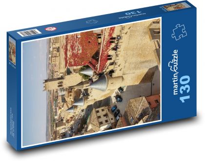 Budynek - zamek, domy - Puzzle 130 elementów, rozmiar 28,7x20 cm