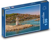 Maják v přístavu u moře Puzzle 130 dílků - 28,7 x 20 cm
