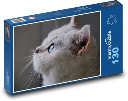 Sivá mačka s dlhou bradou - Puzzle 130 dielikov, rozmer 28,7x20 cm 