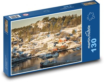 Město zapadané sněhem - puzzle 130 dílků