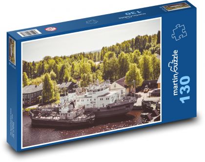 Steamboat on the river - Puzzle 130 pieces, size 28.7x20 cm 