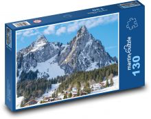 Hora pokrytá snehom Puzzle 130 dielikov - 28,7 x 20 cm 