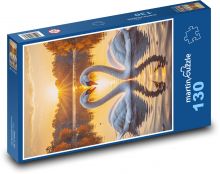 Labutě - Valentýn, láska Puzzle 130 - 28,7x20 cm