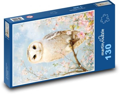 Eule - Blühender Baum, Vogel - Puzzle - 130 Teile