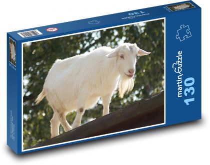 Weiße Ziege - Haustier, Bauernhof - Puzzle - 130 Teile