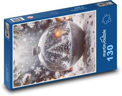 Vianoce - dekorácie, sneh - Puzzle 130 dielikov, rozmer 28,7x20 cm 