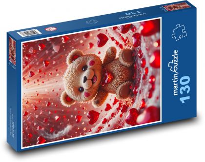 Teddy bear with hearts - Puzzle 130 pieces, size 28.7x20 cm 