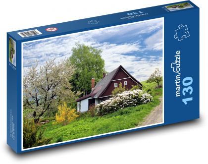 Cottage by the road - Puzzle 130 pieces, size 28.7x20 cm 