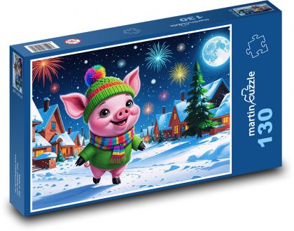 Glückliches Schweinchen - Puzzle - 130 Teile