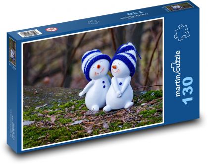 Snowmen in love - Puzzle 130 pieces, size 28.7x20 cm 