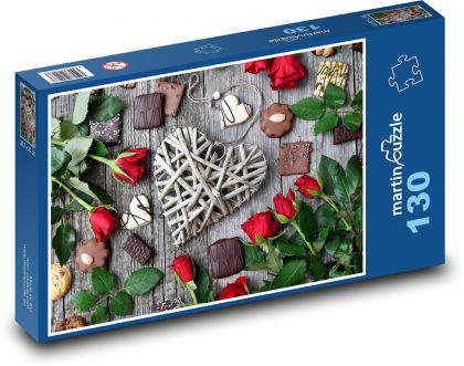 Červené ruže na Valentína - Puzzle 130 dielikov, rozmer 28,7x20 cm 
