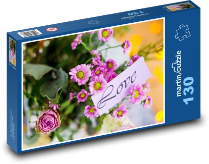 Růžové květy z lásky - puzzle 130 dílků