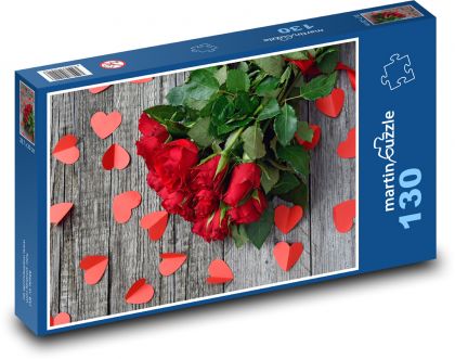 Kytica červených ruží na Valentína - Puzzle 130 dielikov, rozmer 28,7x20 cm 
