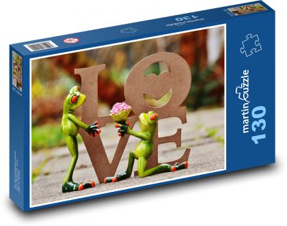 Zakochane żaby - Puzzle 130 elementów, rozmiar 28,7x20 cm