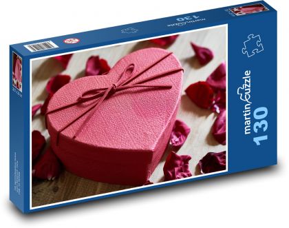 Valentínske darčekové srdce - Puzzle 130 dielikov, rozmer 28,7x20 cm 