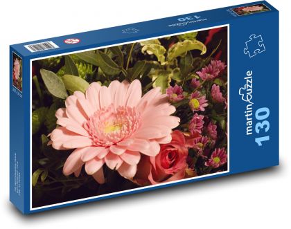 Gerbera na Walentynki - Puzzle 130 elementów, rozmiar 28,7x20 cm