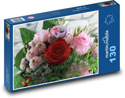 Bunter  Valentinstagsstrauß - Puzzle - 130 Teile