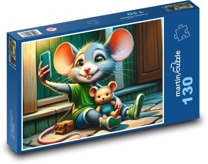 Šťastná myš - Puzzle 130 dielikov, rozmer 28,7x20 cm 