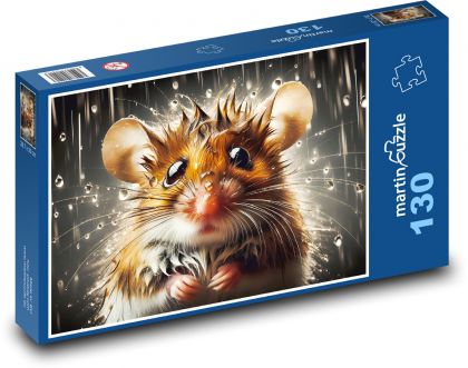 Myš v daždi - Puzzle 130 dielikov, rozmer 28,7x20 cm 