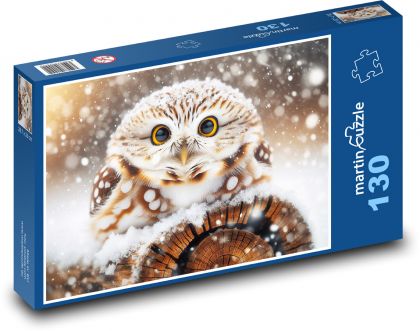 Sova v snehu - Puzzle 130 dielikov, rozmer 28,7x20 cm 