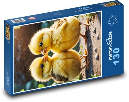 Żółte kurczaki - Puzzle 130 elementów, rozmiar 28,7x20 cm
