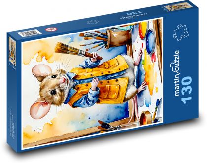 Myš - maliar - Puzzle 130 dielikov, rozmer 28,7x20 cm 