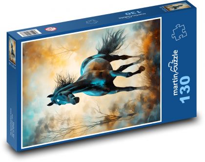 Černý kůň  - puzzle 130 dílků