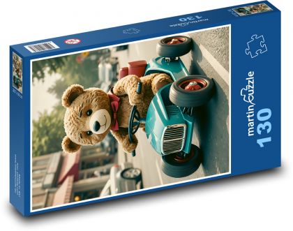 Medvídek v autíčku - puzzle 130 dílků