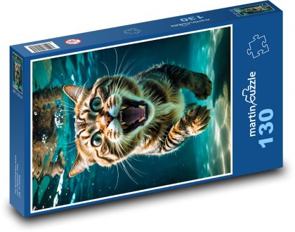 Underwater cat - Puzzle 130 pieces, size 28.7x20 cm 