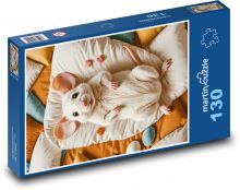 Mouse on pillow Puzzle 130 pieces - 28.7 x 20 cm 