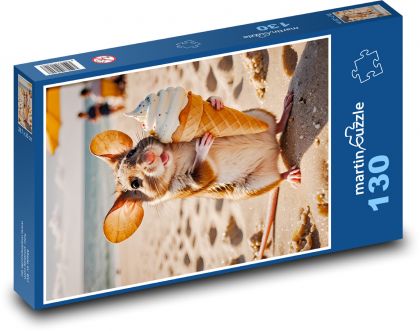 Beach mouse with ice cream - Puzzle 130 pieces, size 28.7x20 cm 