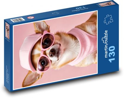 Čivava v růžových brýlích - puzzle 130 dílků