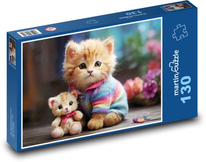 Kociak z zabawką - Puzzle 130 elementów, rozmiar 28,7x20 cm