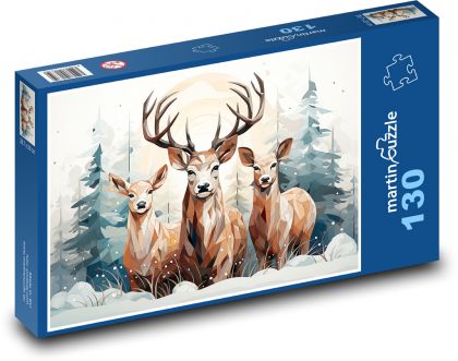 Jelen s laněmi - puzzle 130 dílků