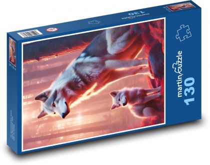Vlci v lese - Puzzle 130 dielikov, rozmer 28,7x20 cm 