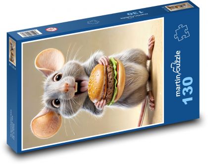 Maus mit Burger - Puzzle - 130 Teile