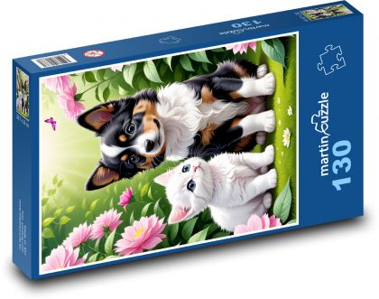 Hund & Miezekatze - Puzzle - 130 Teile
