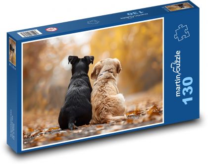 Psi sedící na cestě - puzzle 130 dílků