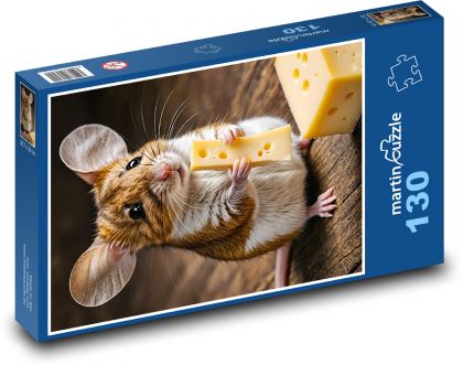 Myš a syr - Puzzle 130 dielikov, rozmer 28,7x20 cm 