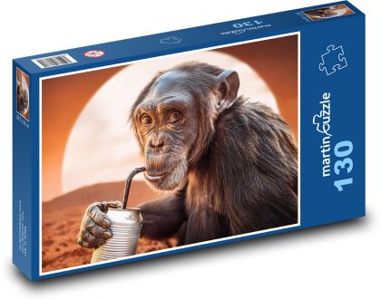 Chimpanzee - monkey - Puzzle 130 pieces, size 28.7x20 cm 