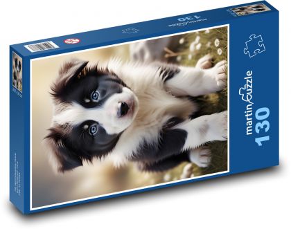 Pes - border kólia - Puzzle 130 dielikov, rozmer 28,7x20 cm 