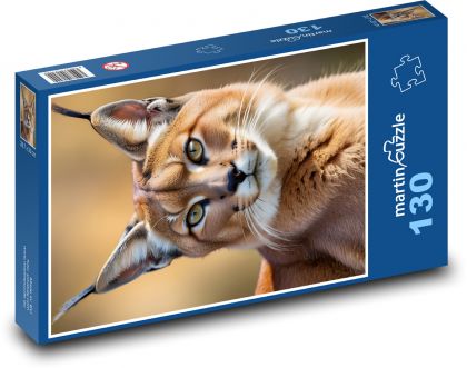 Karakal - kot - Puzzle 130 elementów, rozmiar 28,7x20 cm