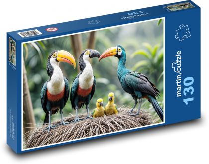 Tukany - Puzzle 130 elementów, rozmiar 28,7x20 cm