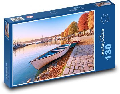 Schiffe am Ufer des Flusses - Puzzle - 130 Teile
