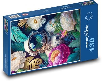 Astronaut in Blumen - Puzzle - 130 Teile