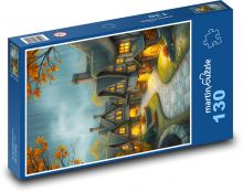 Domy w osadzie Puzzle 130 elementów - 28,7x20 cm